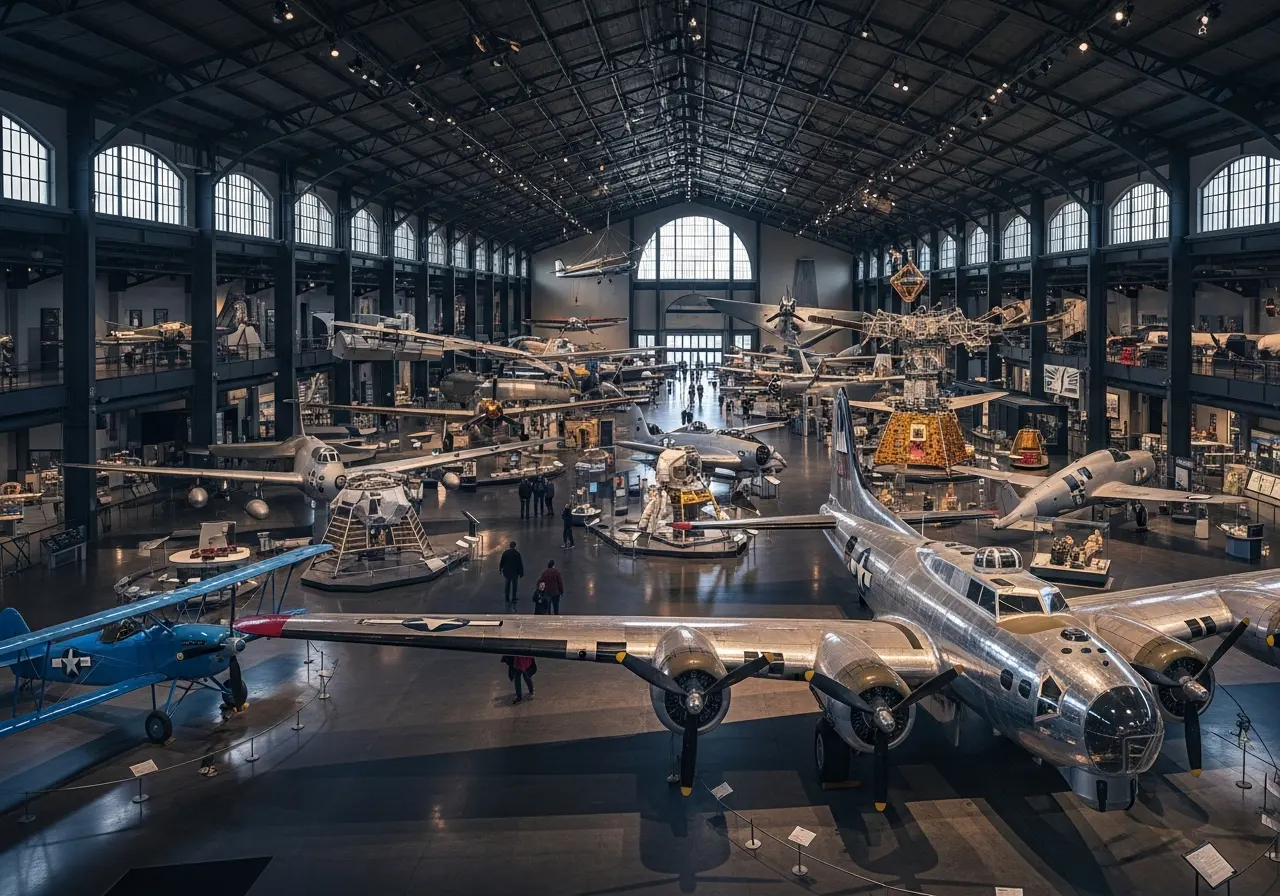 Vintage aircraft on display at the Tulsa Air and Space Museum