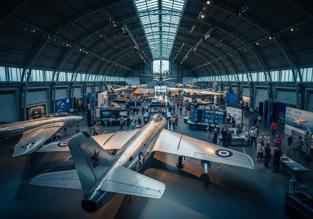 Inside the immersive Tulsa Air and Space Museum exhibits during a rainy day