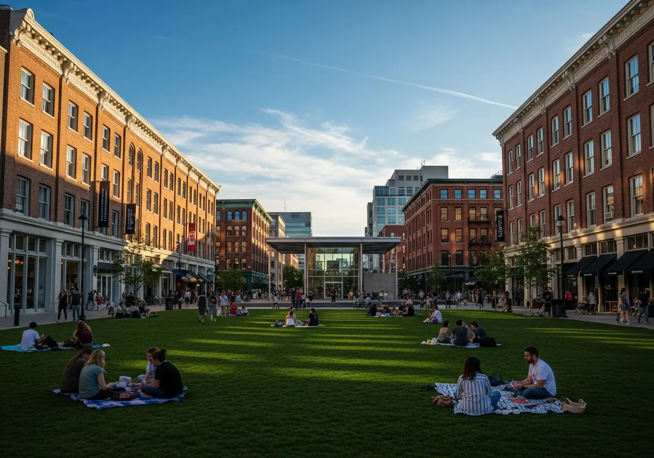 Evening scene in Tulsa's Arts District