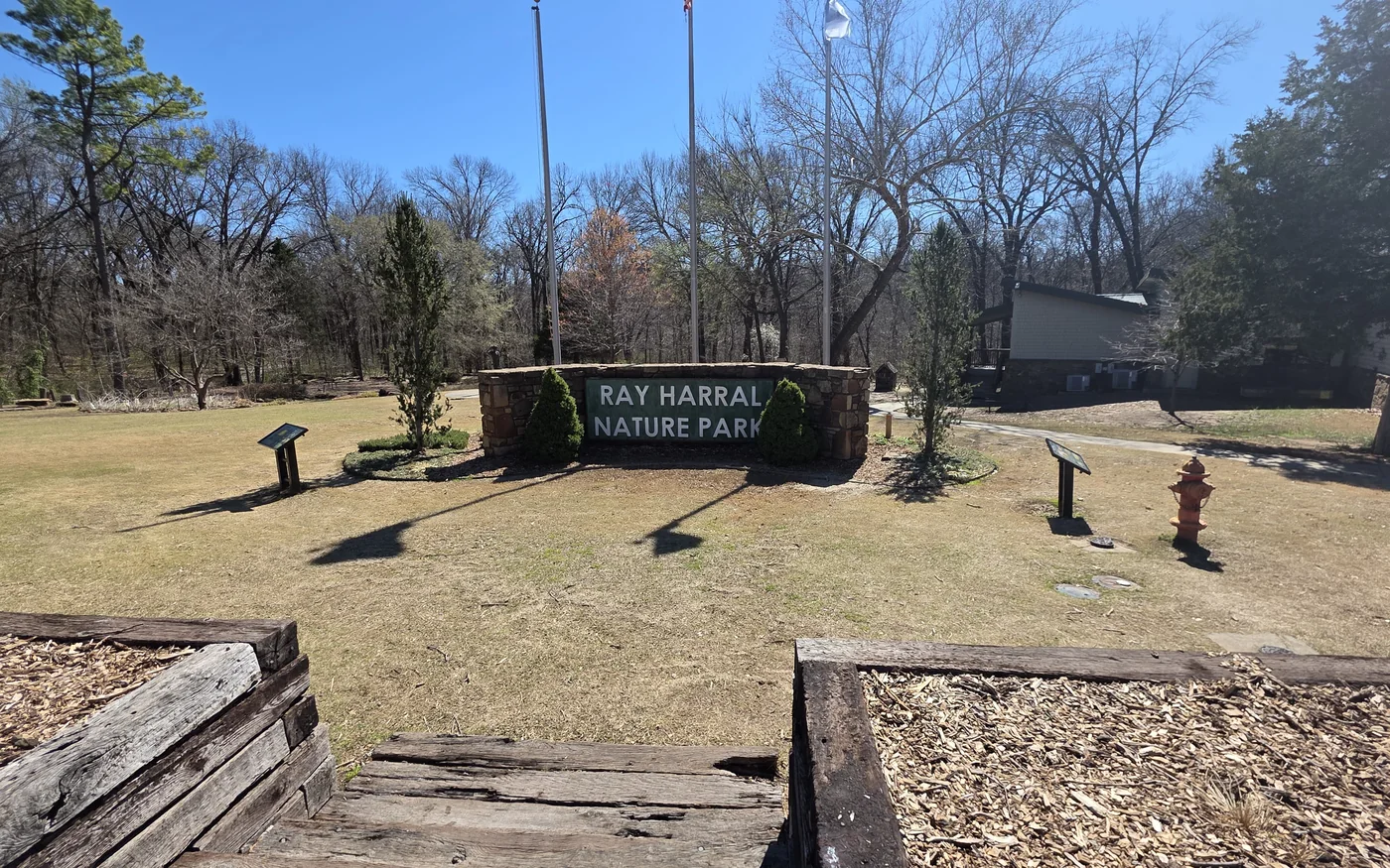 Ray Harral Nature Park entrance sign in Broken Arrow